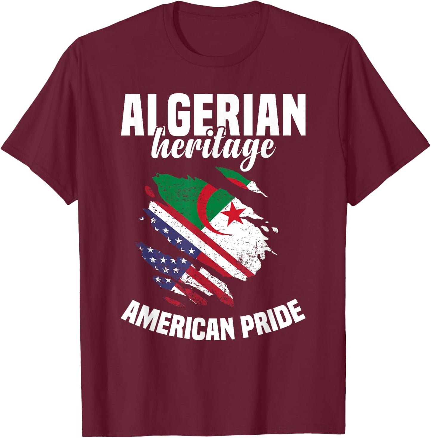 Algeria Flag Outfit American Flags US Uniform Algerian T-Shirt - T-Shirt | Maroon