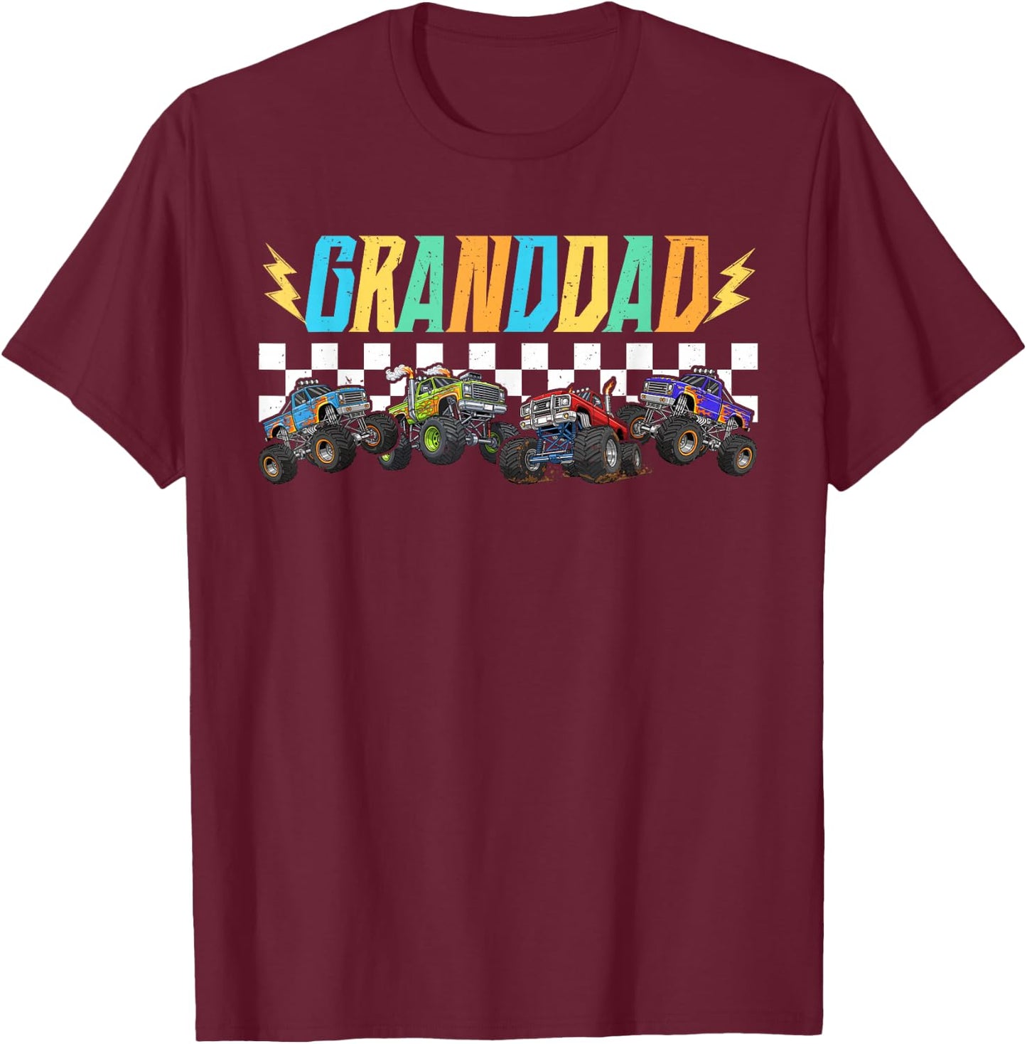 Granddad Monster Truck Family Matching Monster Truck Lovers T-Shirt - T-Shirt | Maroon