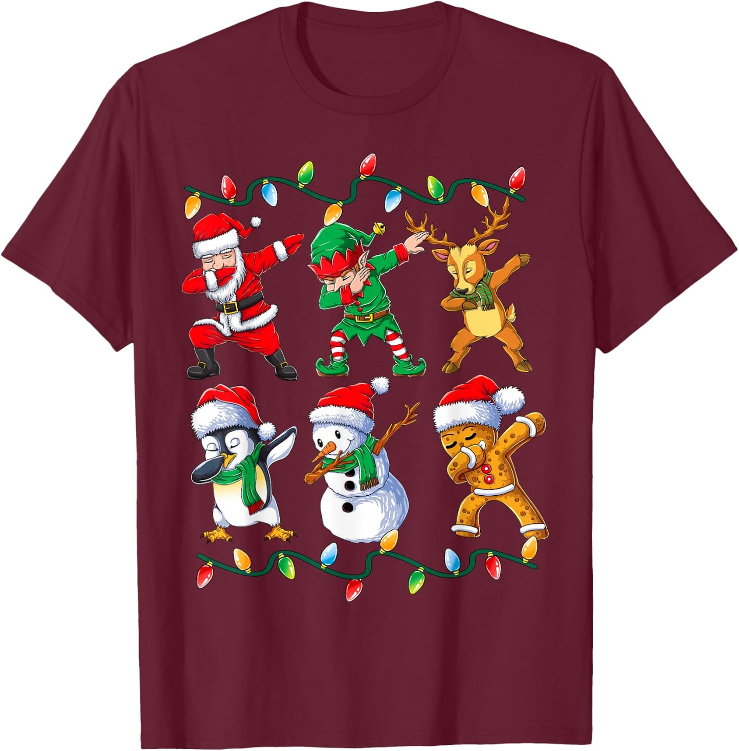 Dabbing Santa Friends Xmas Gifts Men Kids Boys Christmas T-Shirt - T-Shirt | Maroon