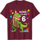 Children's Birthday Shirt 6 Years Boy Dinosaur Dino Ich bin 6 , black T-Shirt - T-Shirt | Maroon