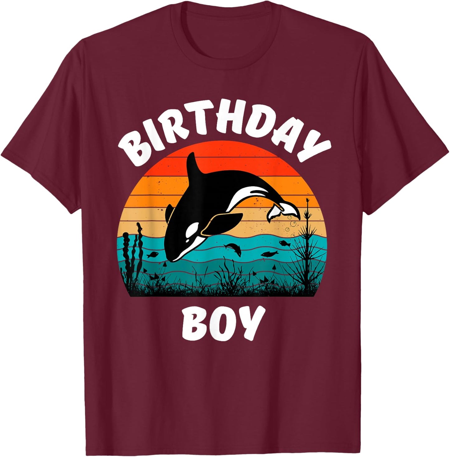 Cool Orca Whale Birthday Boy Teenage Brother Gift T-Shirt - T-Shirt | Maroon