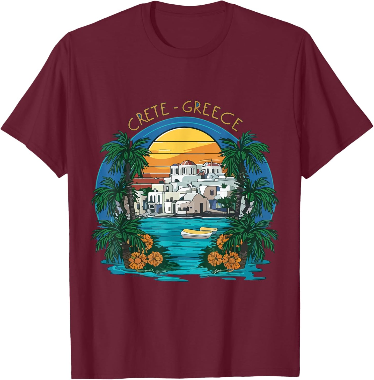 Crete Summer Greece Souvenir Greek Island Vacation Men Women T-Shirt - T-Shirt | Maroon