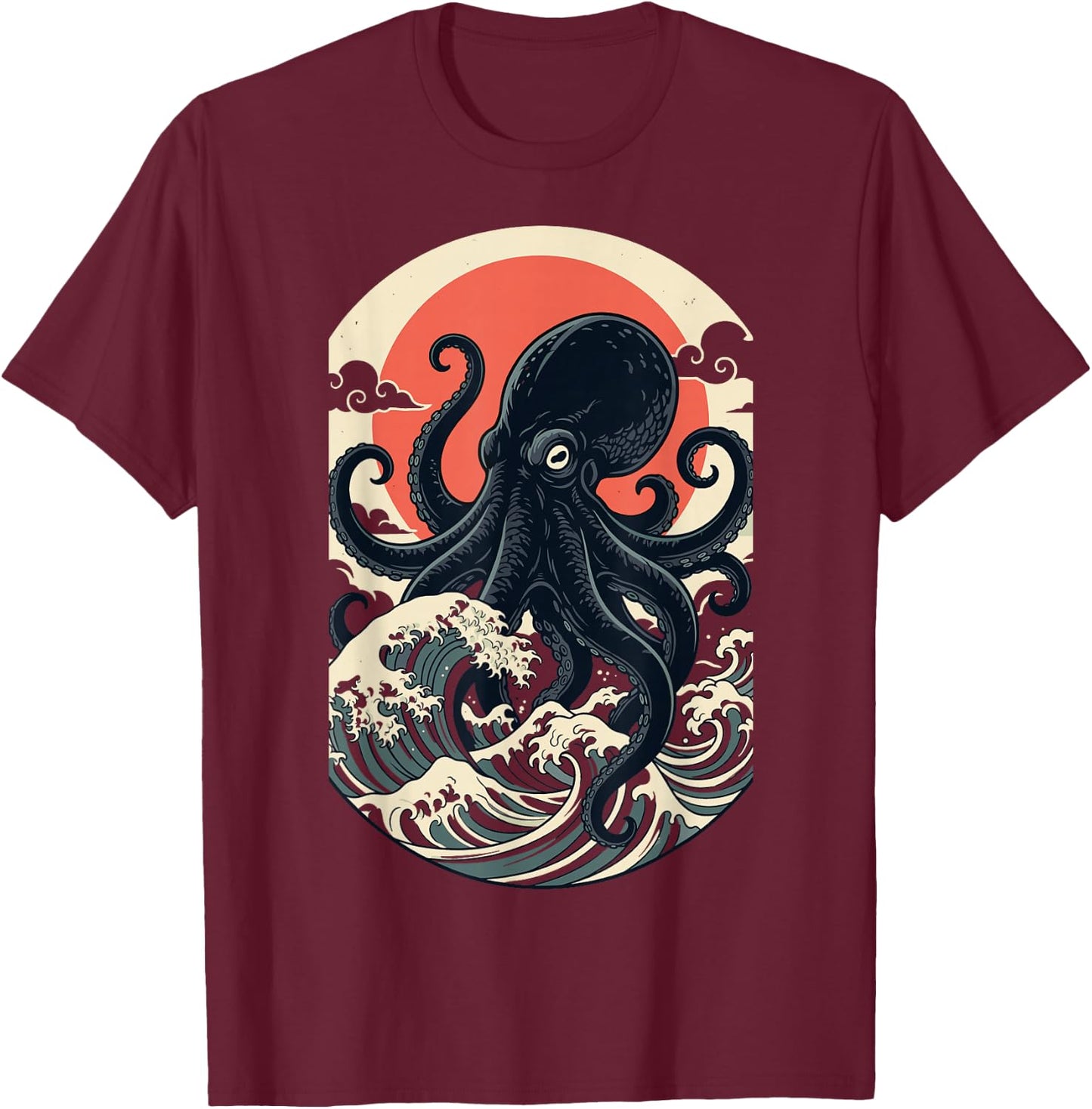 Giant Sea Creature Art Men Women Funny Octopus T-Shirt - T-Shirt | Maroon