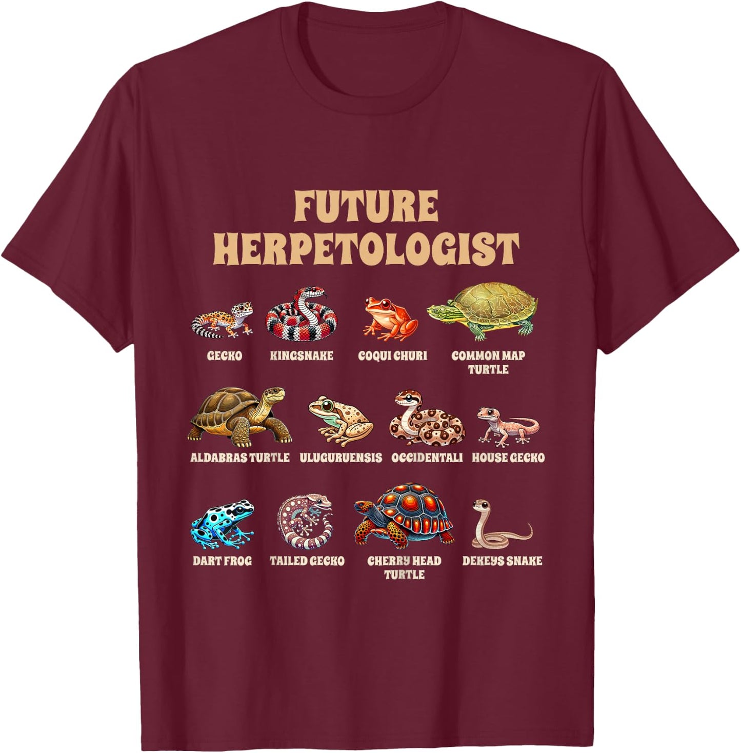 Kids Lizard Lover Reptile Lover Herpetology Future Herpetologist T-Shirt - T-Shirt | Maroon