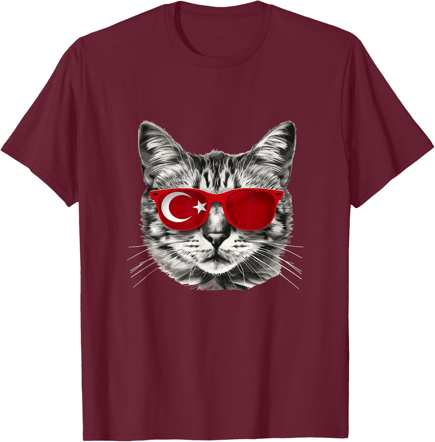 Turkish Flag Cat Owner Souvenirs Products Kitten Turkey T-Shirt - T-Shirt | Maroon