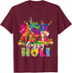 Happy Holi Indian Dancing Spring Holi Festival Of Colors T-Shirt - T-Shirt | Maroon