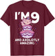 I'm 9 Bday Axolotl Party Cute 9th Birthday Kids Axolotl T-Shirt - T-Shirt | Maroon