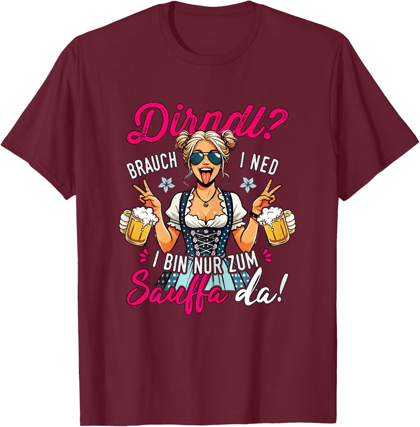 Passend für Oktoberfest Outfit Damen Trachtenshirt Trachten T-Shirt - T-Shirt | Maroon