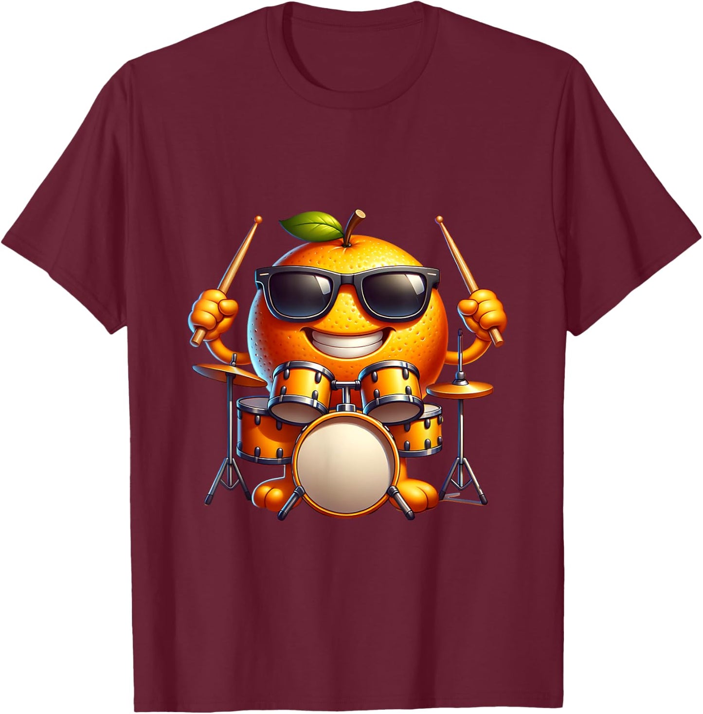 Drums Orange Fruit Rire Batterie Solaire T-Shirt - T-Shirt | Maroon