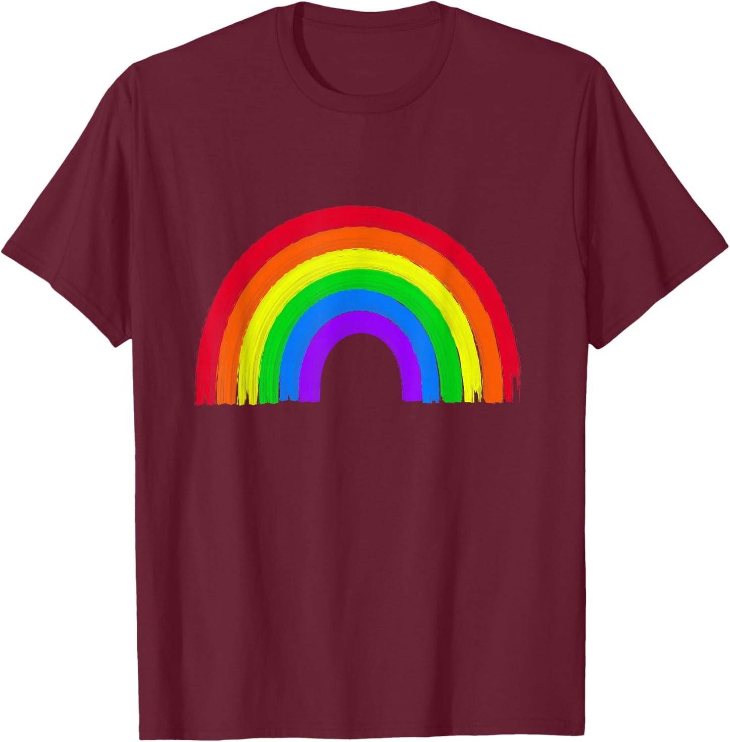 Rainbow with beautiful colourful colours - retro vintage , black T-Shirt - T-Shirt | Maroon