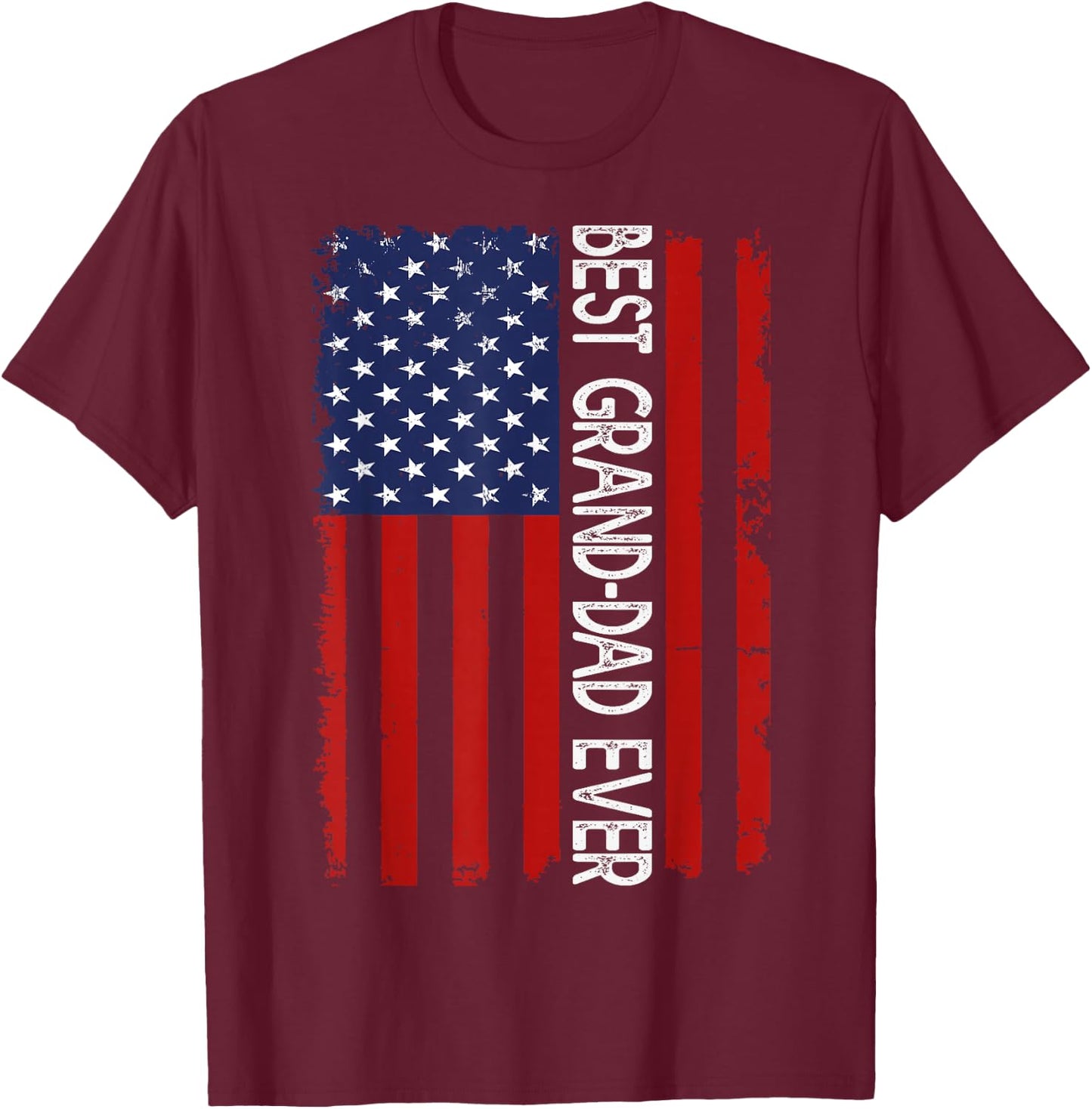 Best Grand-DAD Ever Vintage American Flag Fathers Day T-Shirt - T-Shirt | Maroon