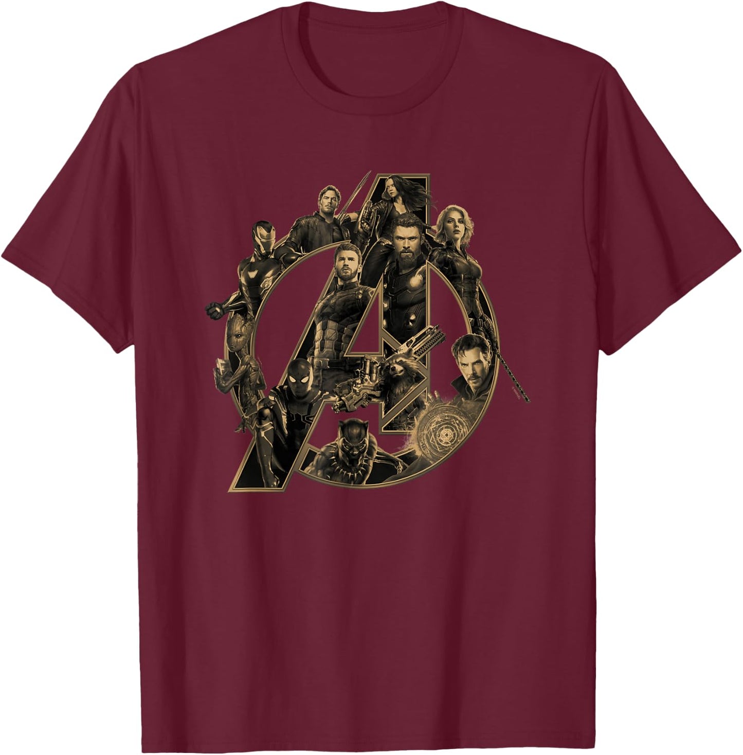 Marvel Avengers Infinity War Logo , Erwachsene, Kinder, Avengers Fans, Kurzarm, , Cartoon, Schwarz, S, Klassisch geschnitten T-Shirt - T-Shirt | Maroon