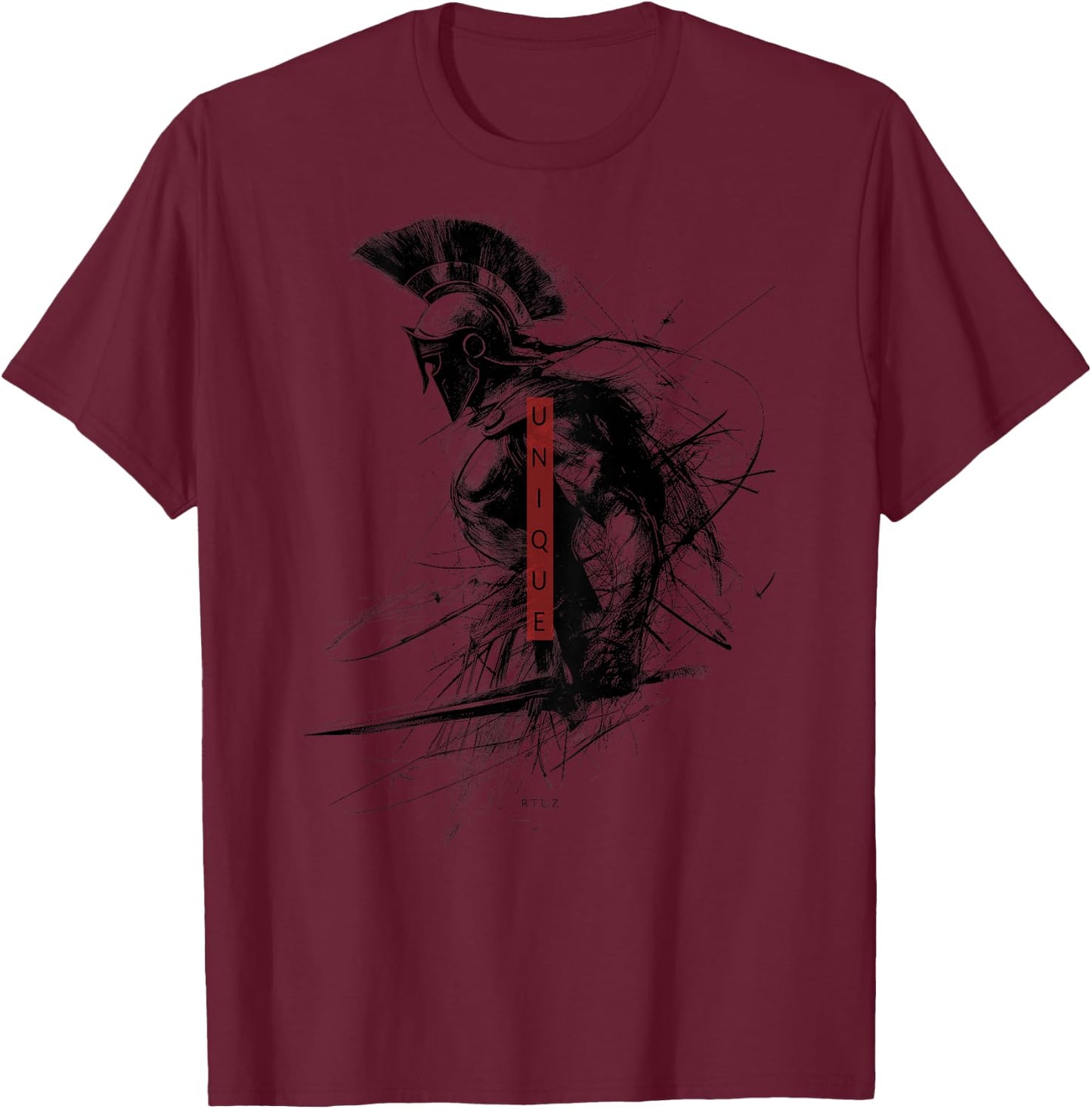 Greek Sparta Helmet Warrior Soldier Backprint Spartan , gray T-Shirt - T-Shirt | Maroon