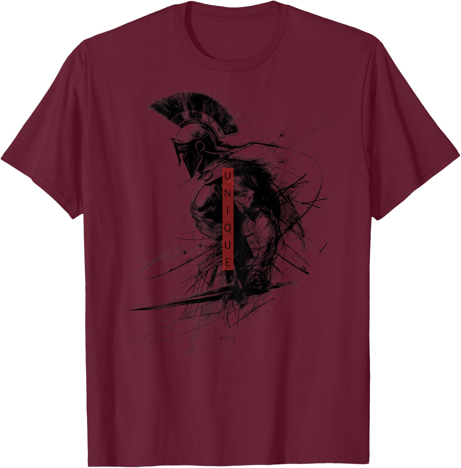 Greek Sparta Helmet Warrior Soldier Backprint Spartan , gray T-Shirt - T-Shirt | Maroon