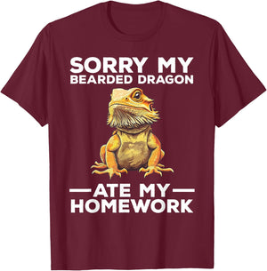 Sorry My Bearded Dragon Ate My Homework Funny T-Shirt - T-Shirt | Maroon
