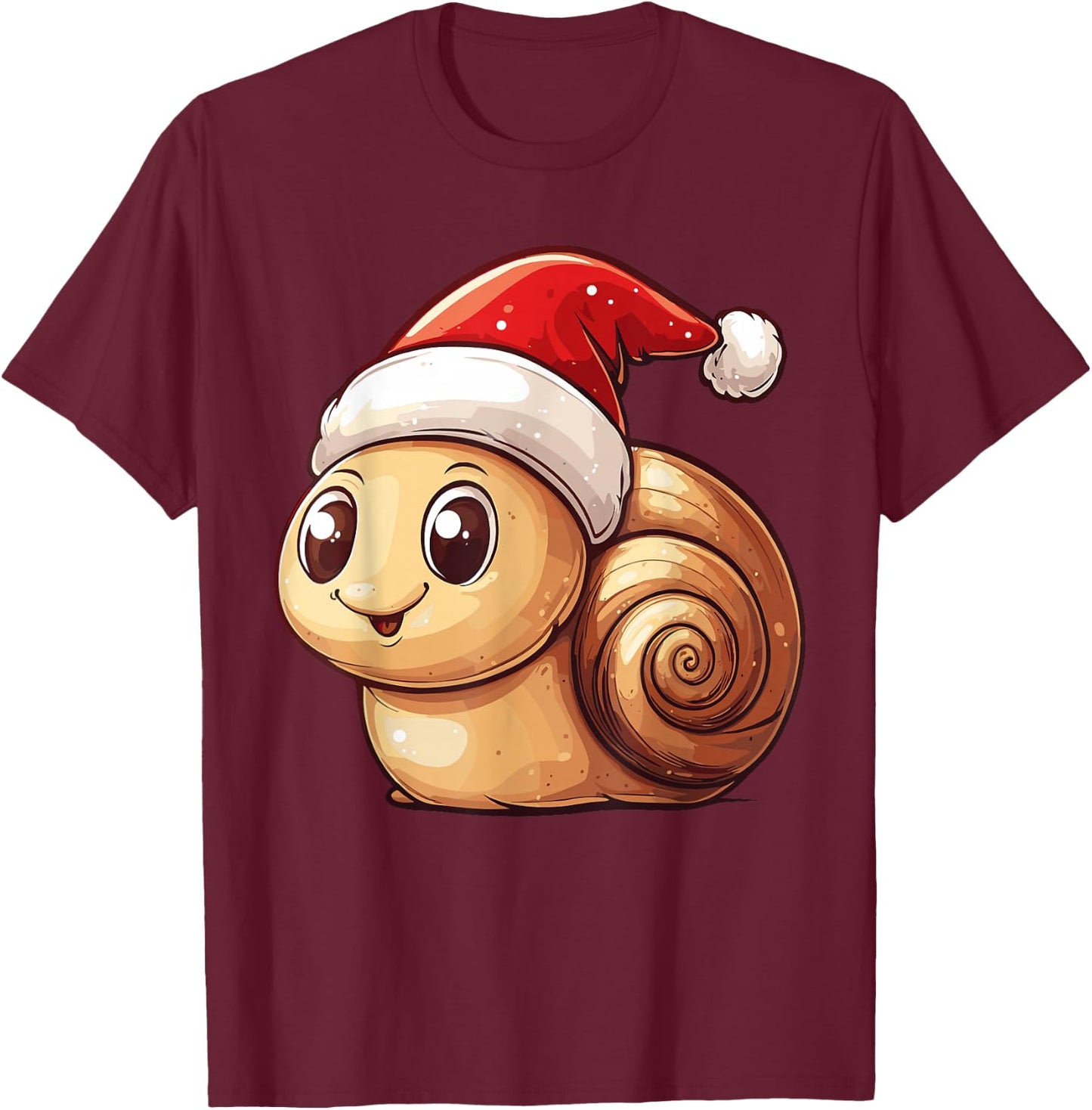 Snail Santa Hat Funny Snail Lovers Boys Girls Kids Christmas T-Shirt - T-Shirt | Maroon
