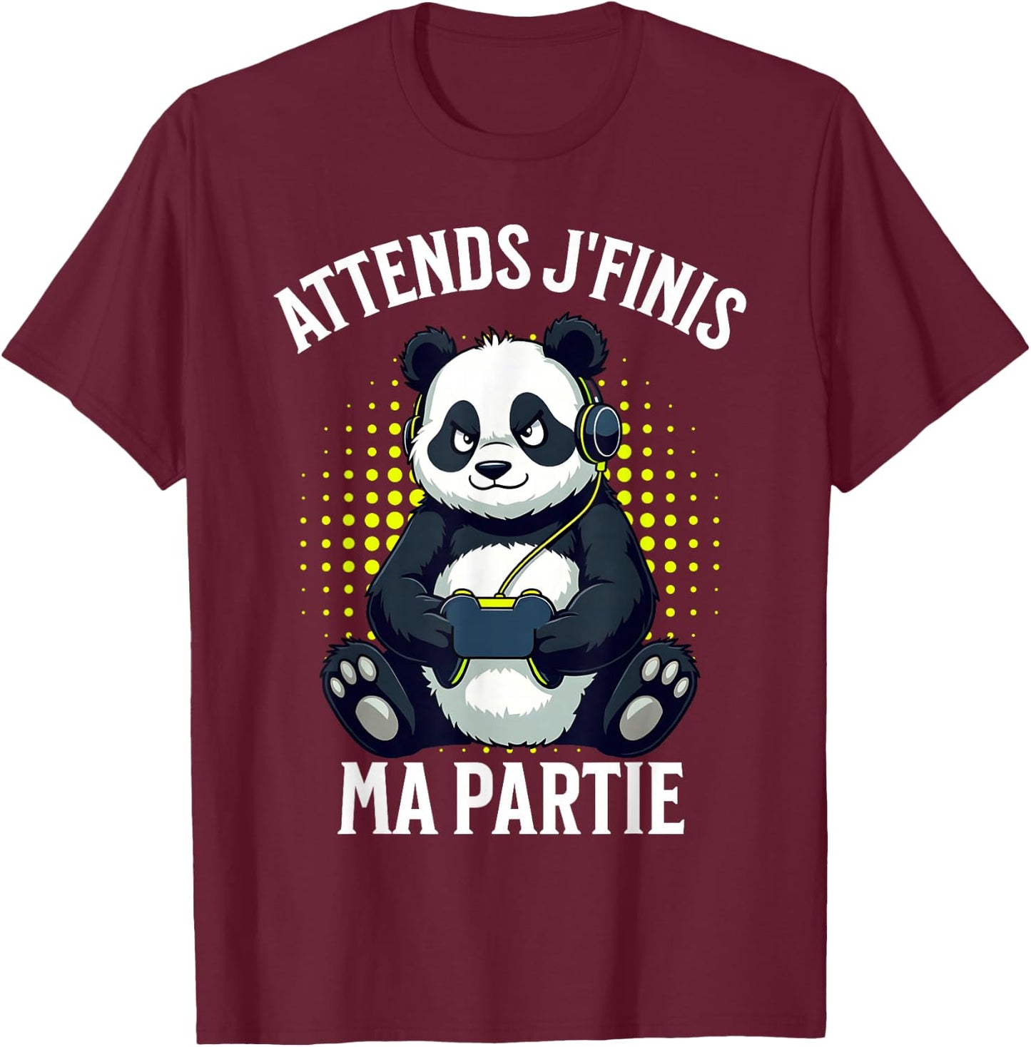 video games panda gaming boy gamer , Black, S T-Shirt - T-Shirt | Maroon