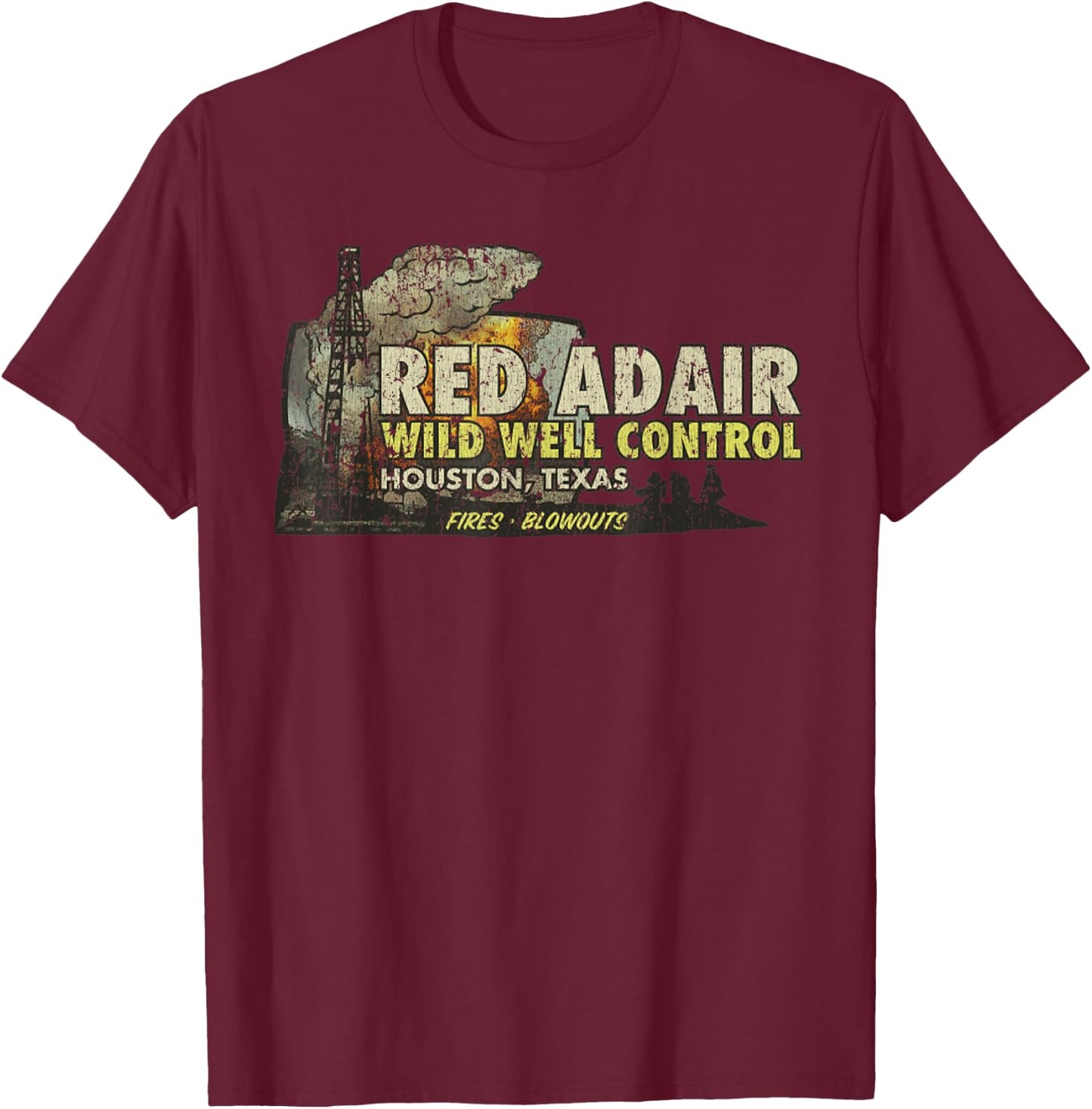 Vintage Red Adairs Wild Well Control 1959 Texas T-Shirt - T-Shirt | Maroon