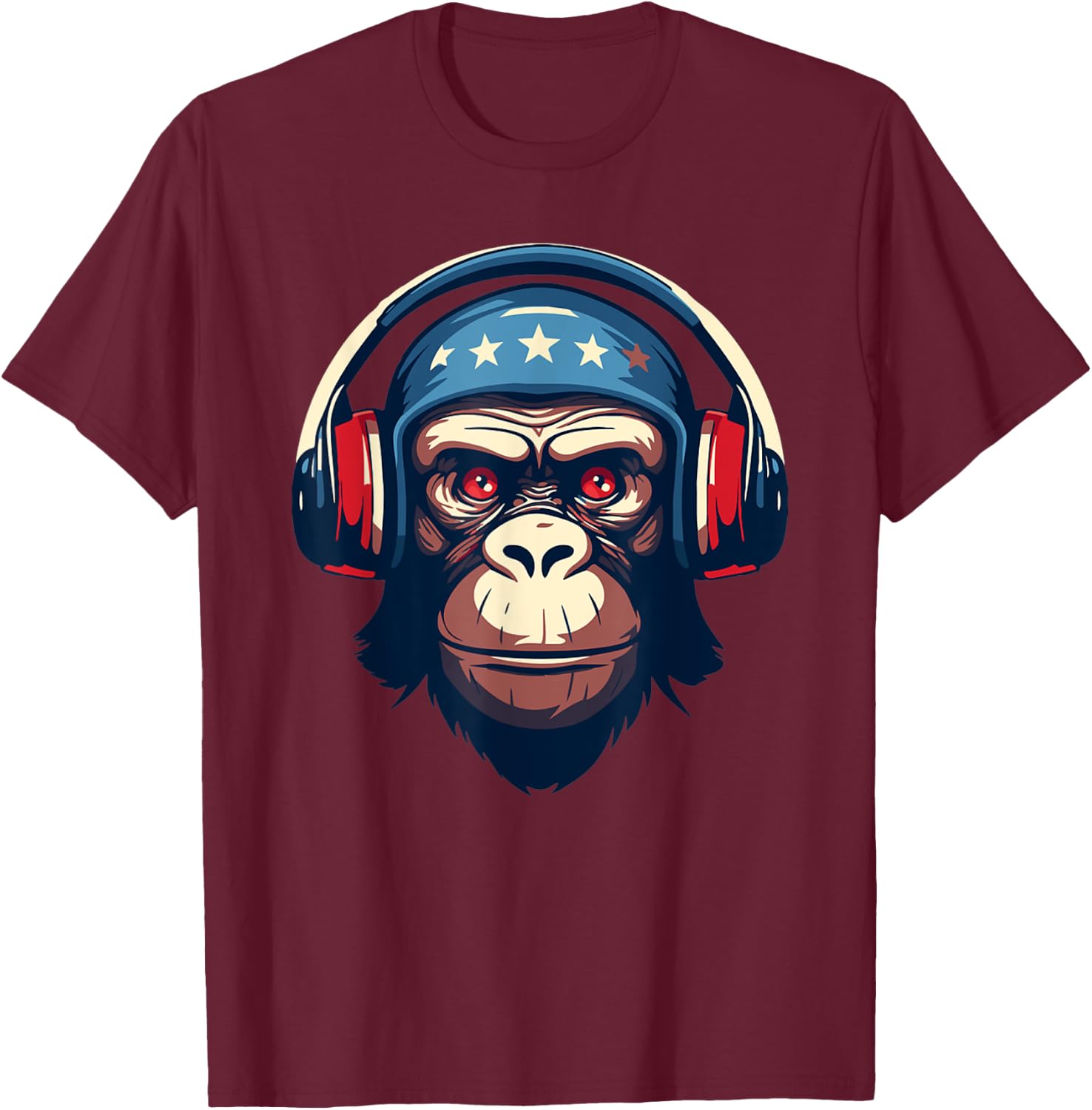 DJ Mad Monkey Ape Chimp Mix Club Music Headphones Dancing T-Shirt - T-Shirt | Maroon