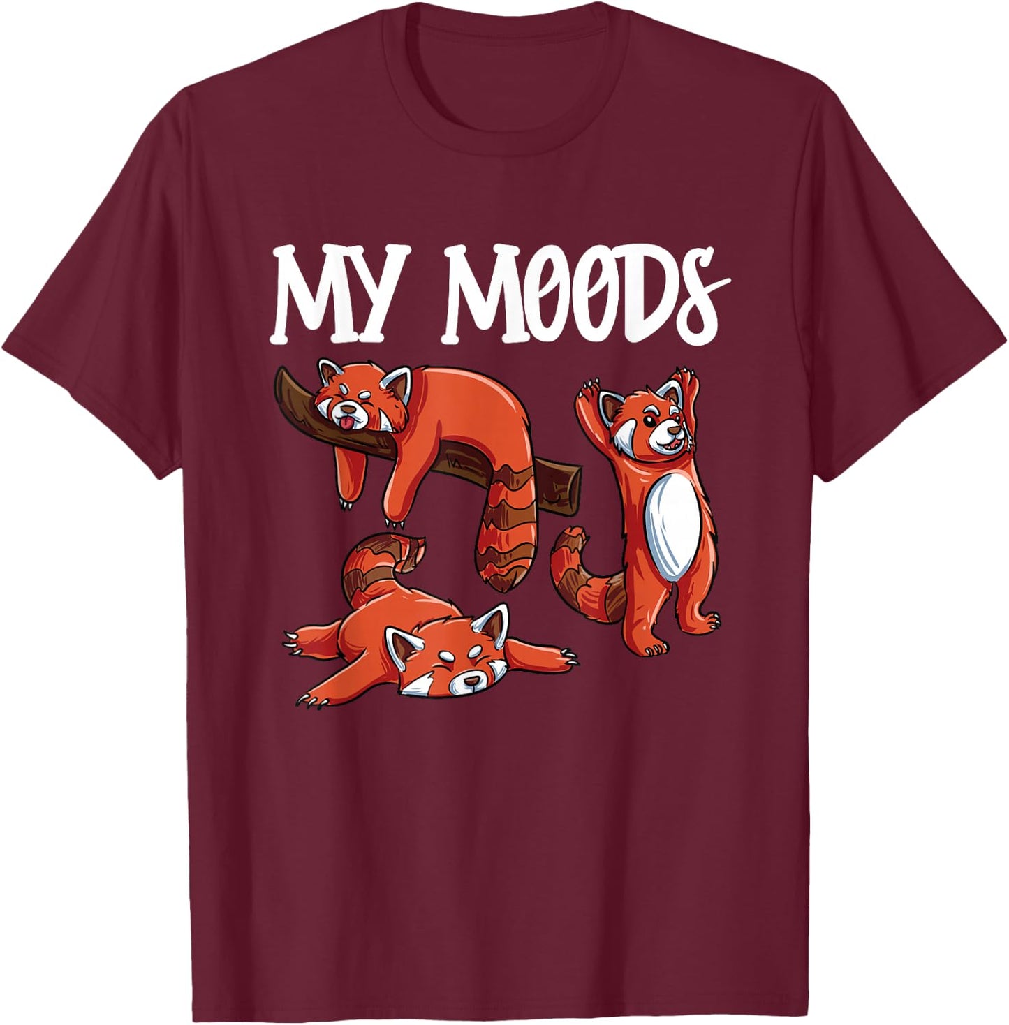 Funny Red Panda Design- Moody Red Panda T-Shirt - T-Shirt | Maroon