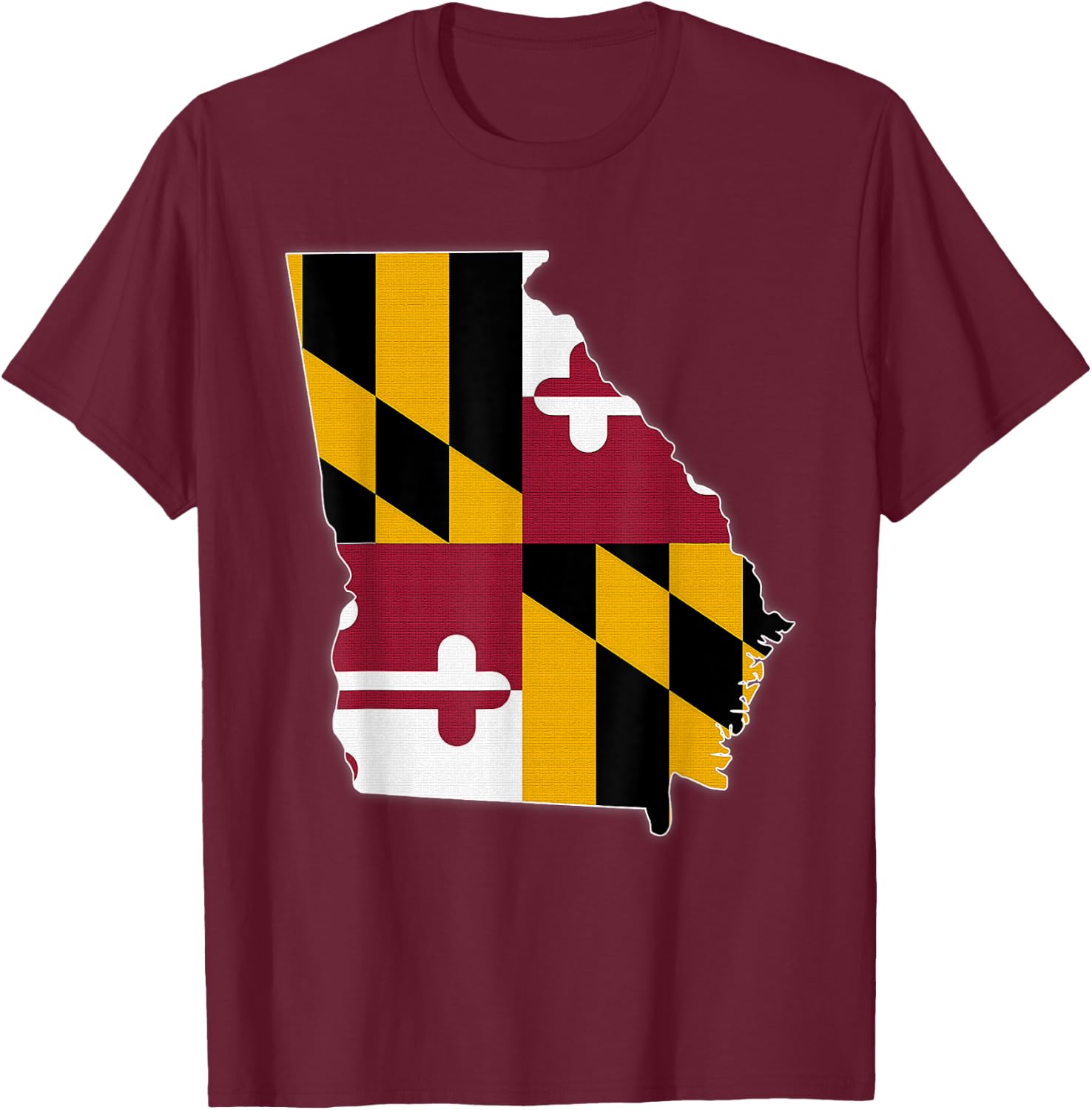 GEORGIA STATE MAP MARYLAND MD Flag Roots Men Women Gift T-Shirt - T-Shirt | Maroon
