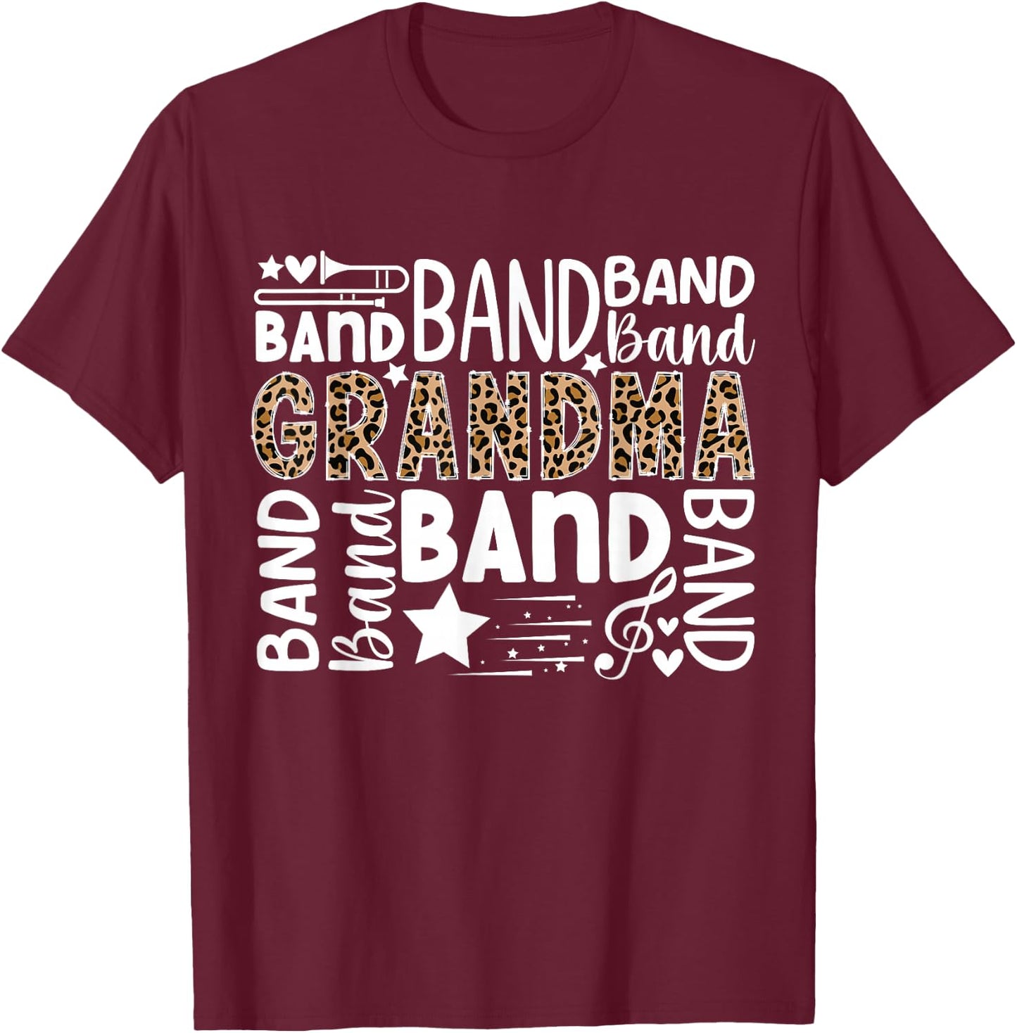 Band Grandma Leopard Marching Band Grandma T-Shirt - T-Shirt | Maroon