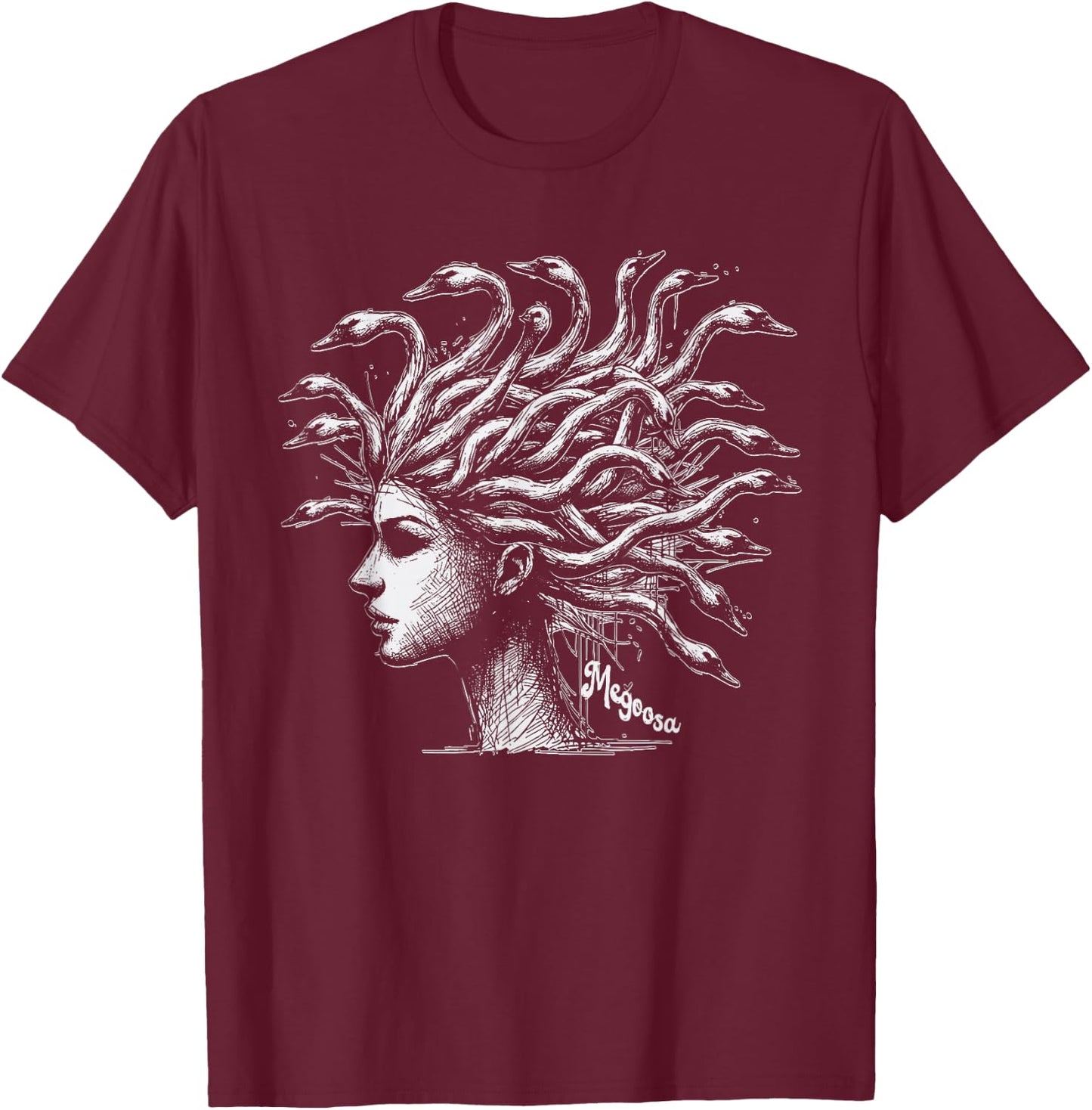 Funny Pun Medusa Snakes Greek Mythology Gorgon Megoosa T-Shirt - T-Shirt | Maroon