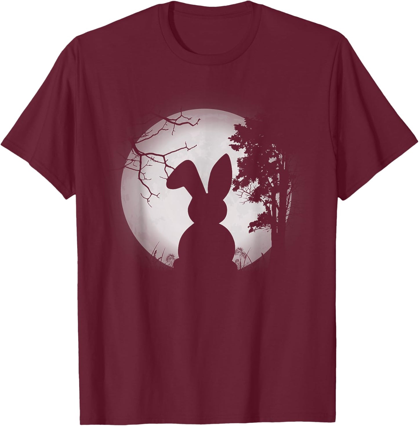 Cute Design Rabbit And Moon Rabbit Lover Men Women T-Shirt - T-Shirt | Maroon