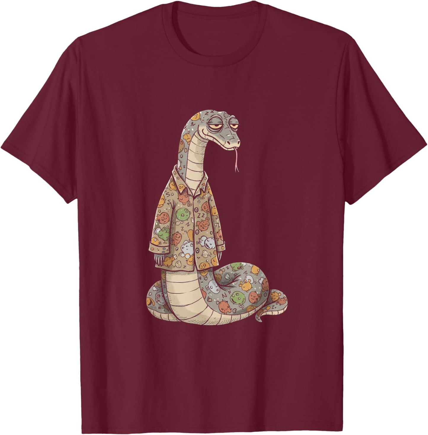 Funny Sleepy Snake Pajama Women Men Kids Boys And Girls T-Shirt - T-Shirt | Maroon