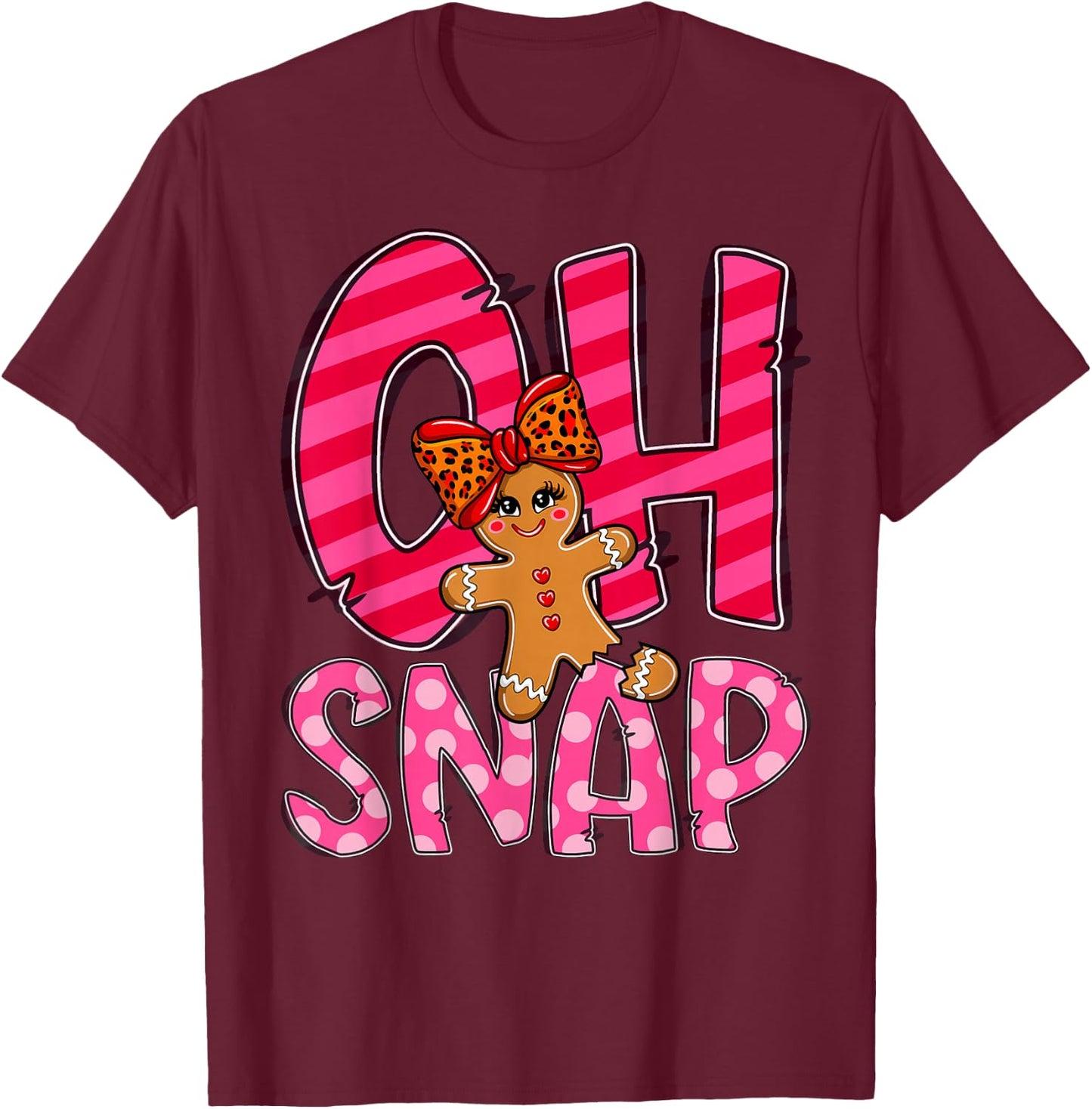 Oh Snap Gingerbread Cute Christmas Cookie Baking Team T-Shirt - T-Shirt | Maroon