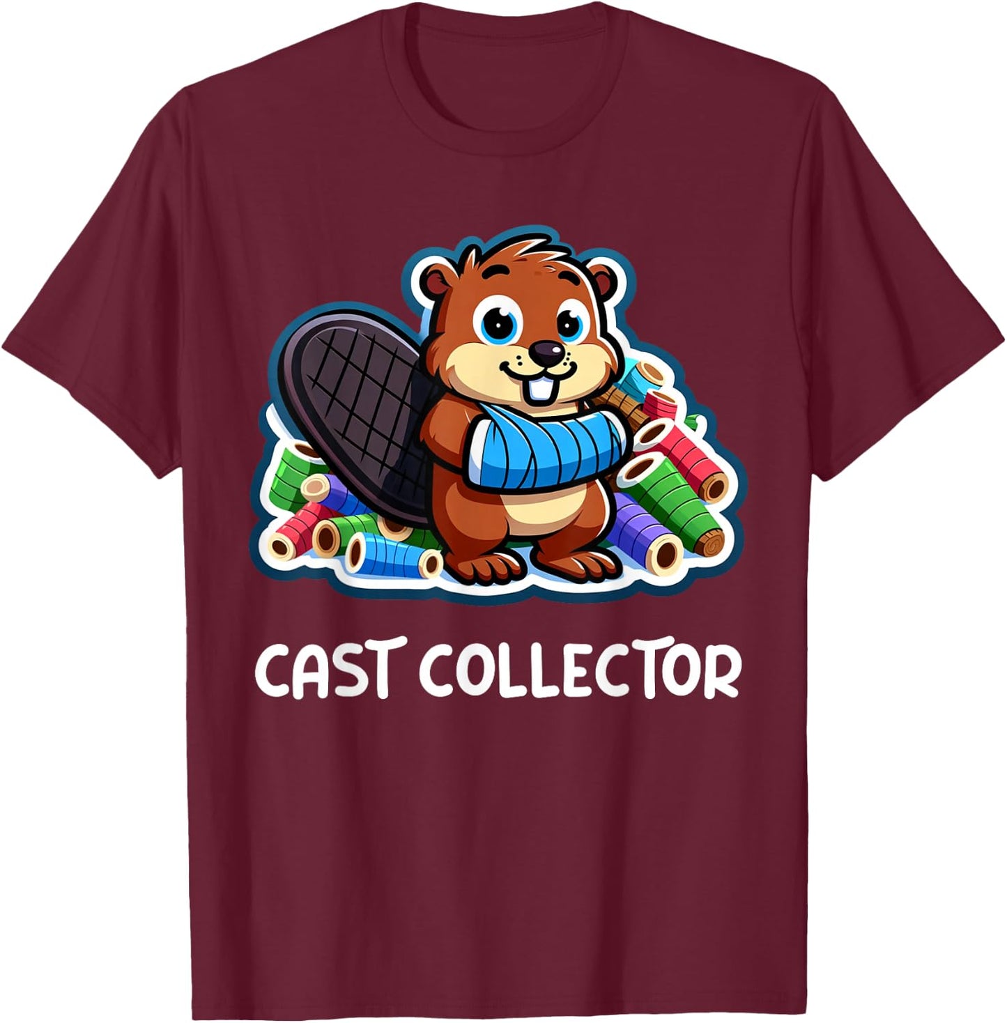 Funny Cast Collector Fun Broken Arm Gifts For Kids T-Shirt - T-Shirt | Maroon