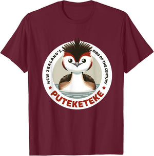 Puteketeke Bird New Zealand's Bird of the Century T-Shirt - T-Shirt | Maroon
