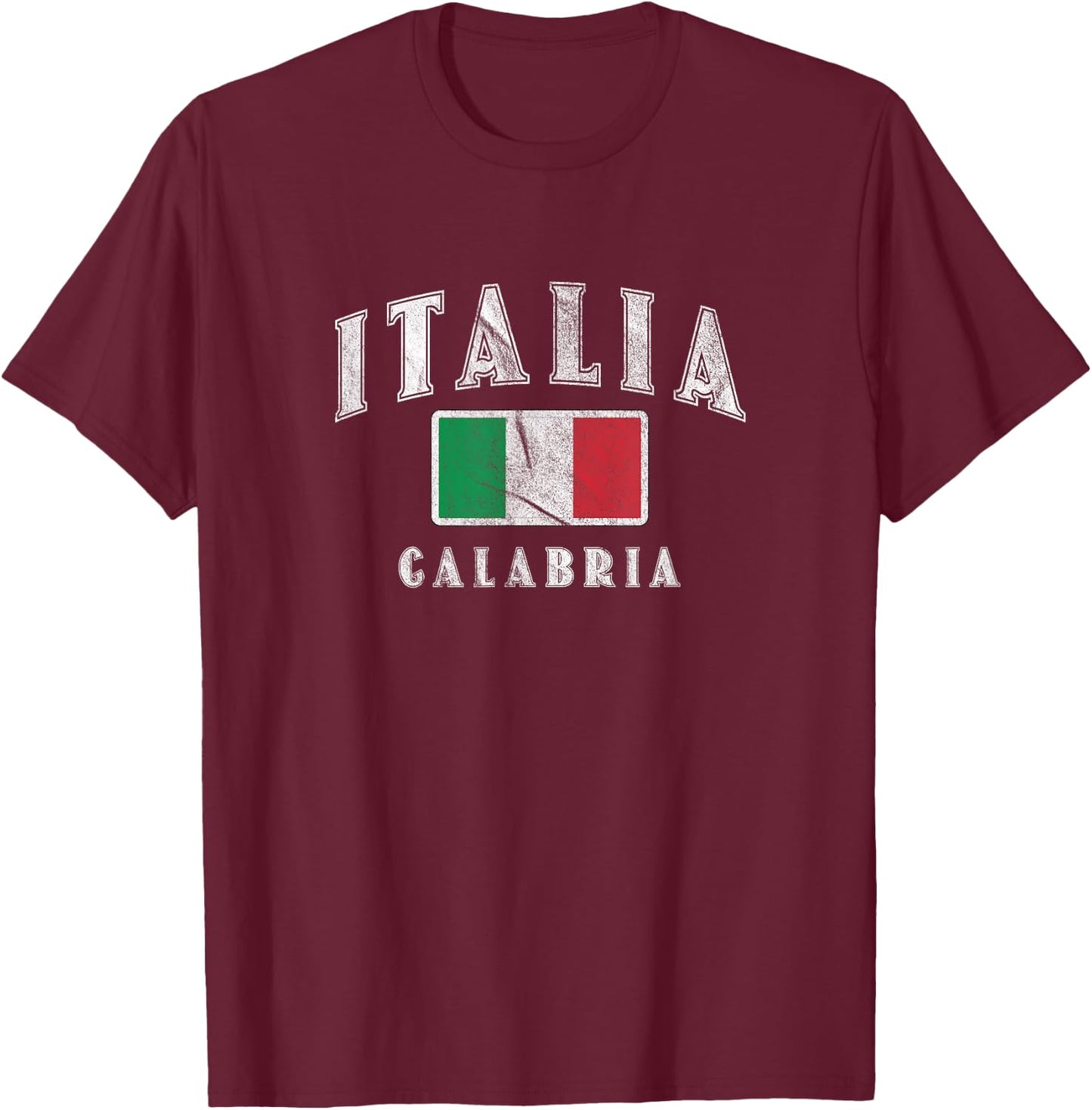 Calabria Italian Flag Souvenir Italy Italia T-Shirt - T-Shirt | Maroon
