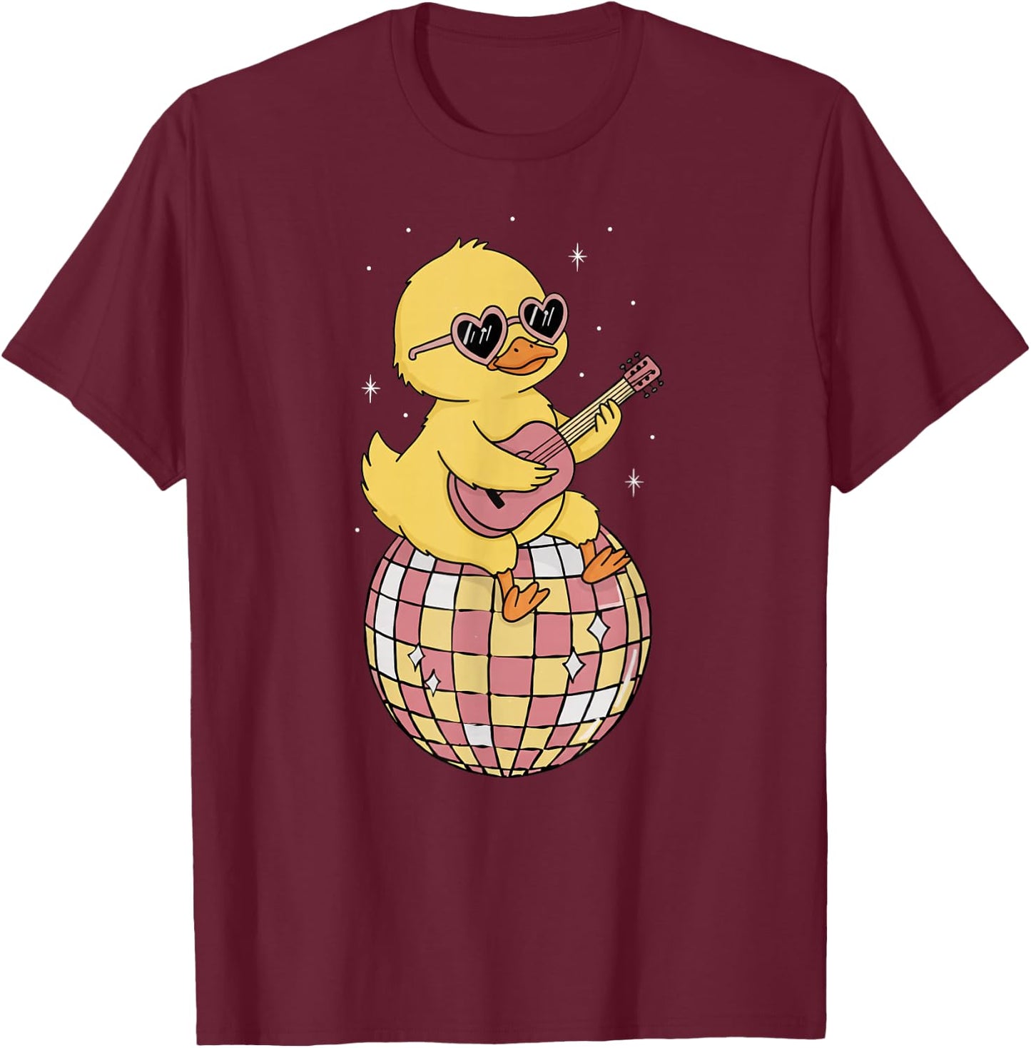 Funny Yellow Duck Disco Dancing Groovy Retro 80s Costume T-Shirt - T-Shirt | Maroon