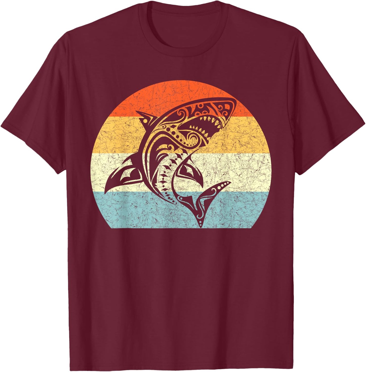 Shark Vintage Retro Throwback Vacation T-Shirt - T-Shirt | Maroon