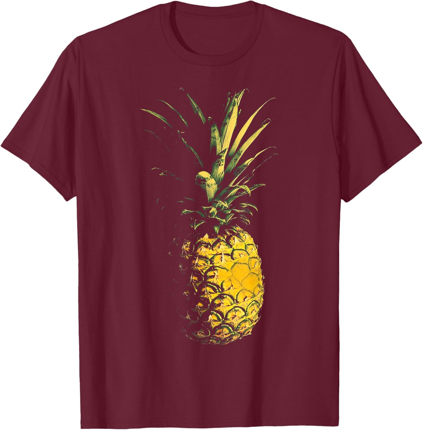 Graphic Art Pineapple Fruit Pineapple , Black, S T-Shirt - T-Shirt | Maroon