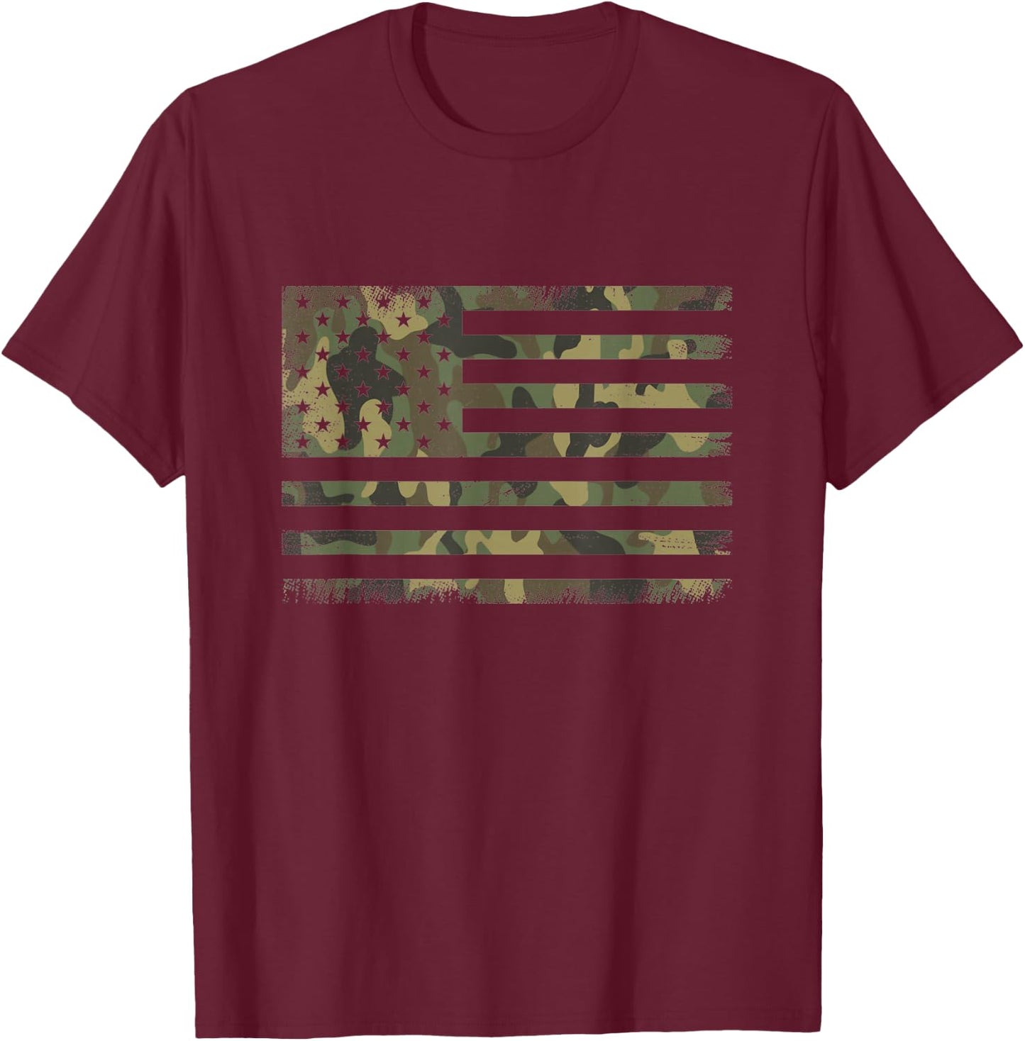 Camo American Flag USA Camouflage Men Boys Women Girls Kids T-Shirt - T-Shirt | Maroon