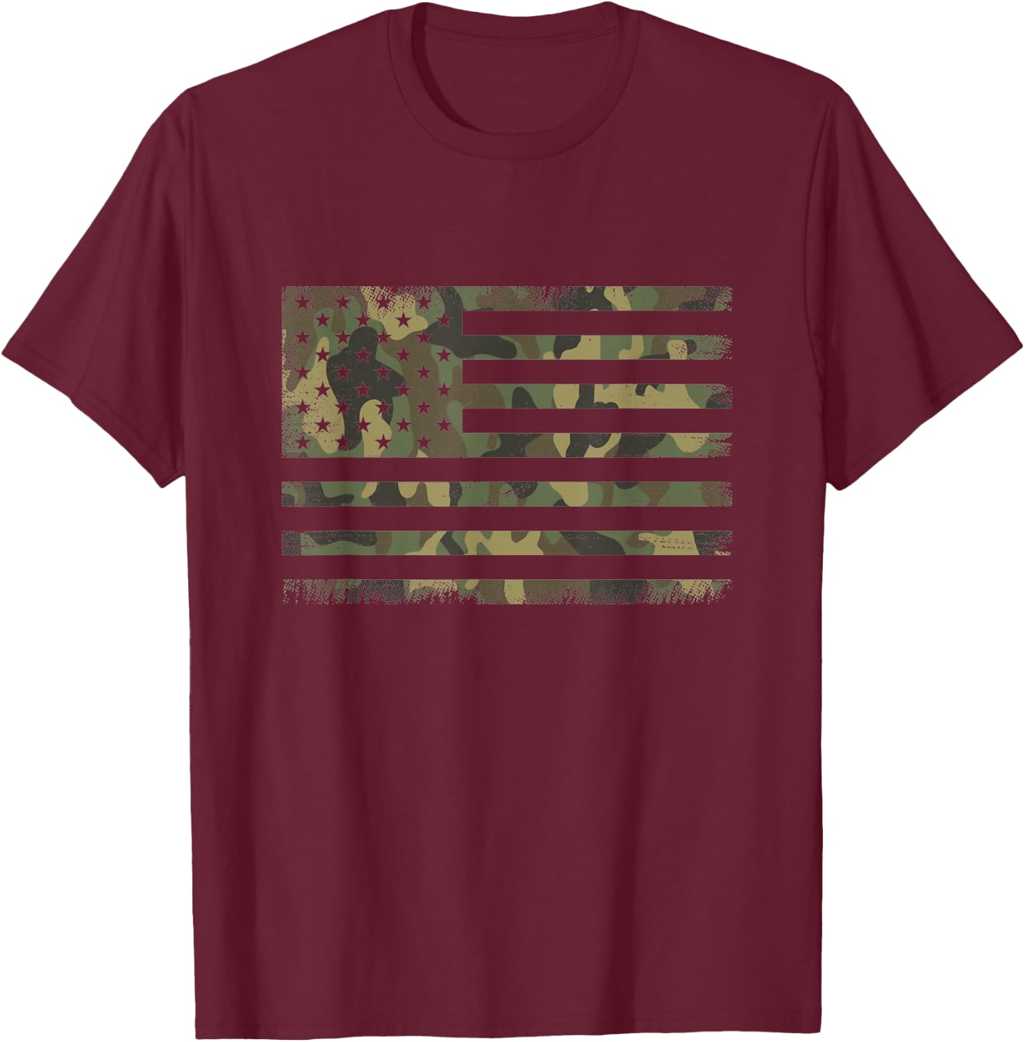 Camo American Flag USA Camouflage Men Boys Women Girls Kids T-Shirt - T-Shirt | Maroon