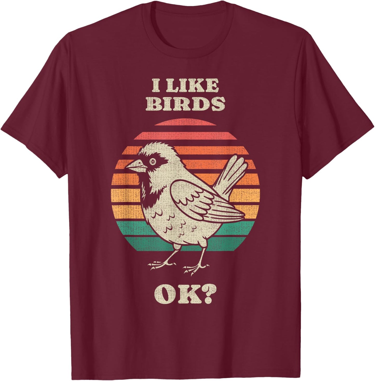 Funny Sparrow Bird Watching Birding Birdwatcher Retro 70s T-Shirt - T-Shirt | Maroon