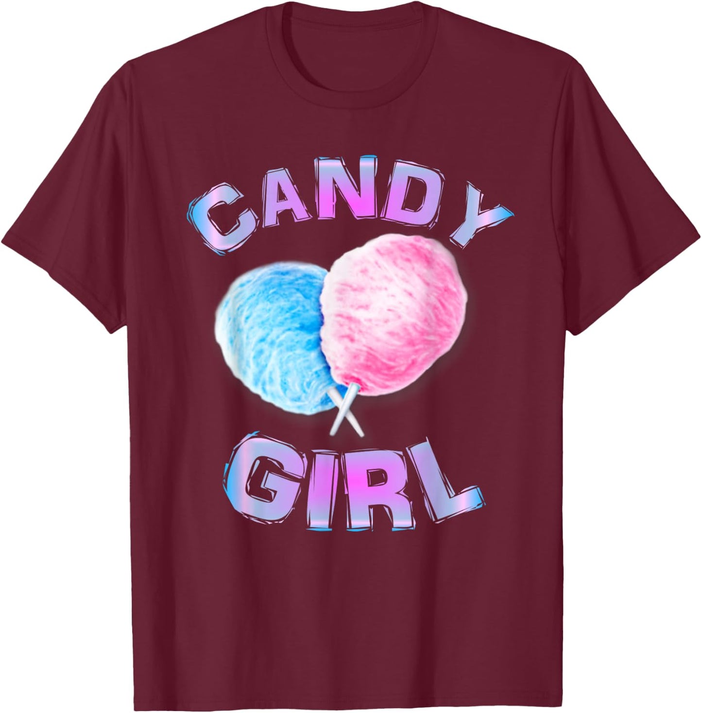 Cotton Candy Girl Cute Fun Girls Juniors Women Ages 3 to 63 T-Shirt - T-Shirt | Maroon