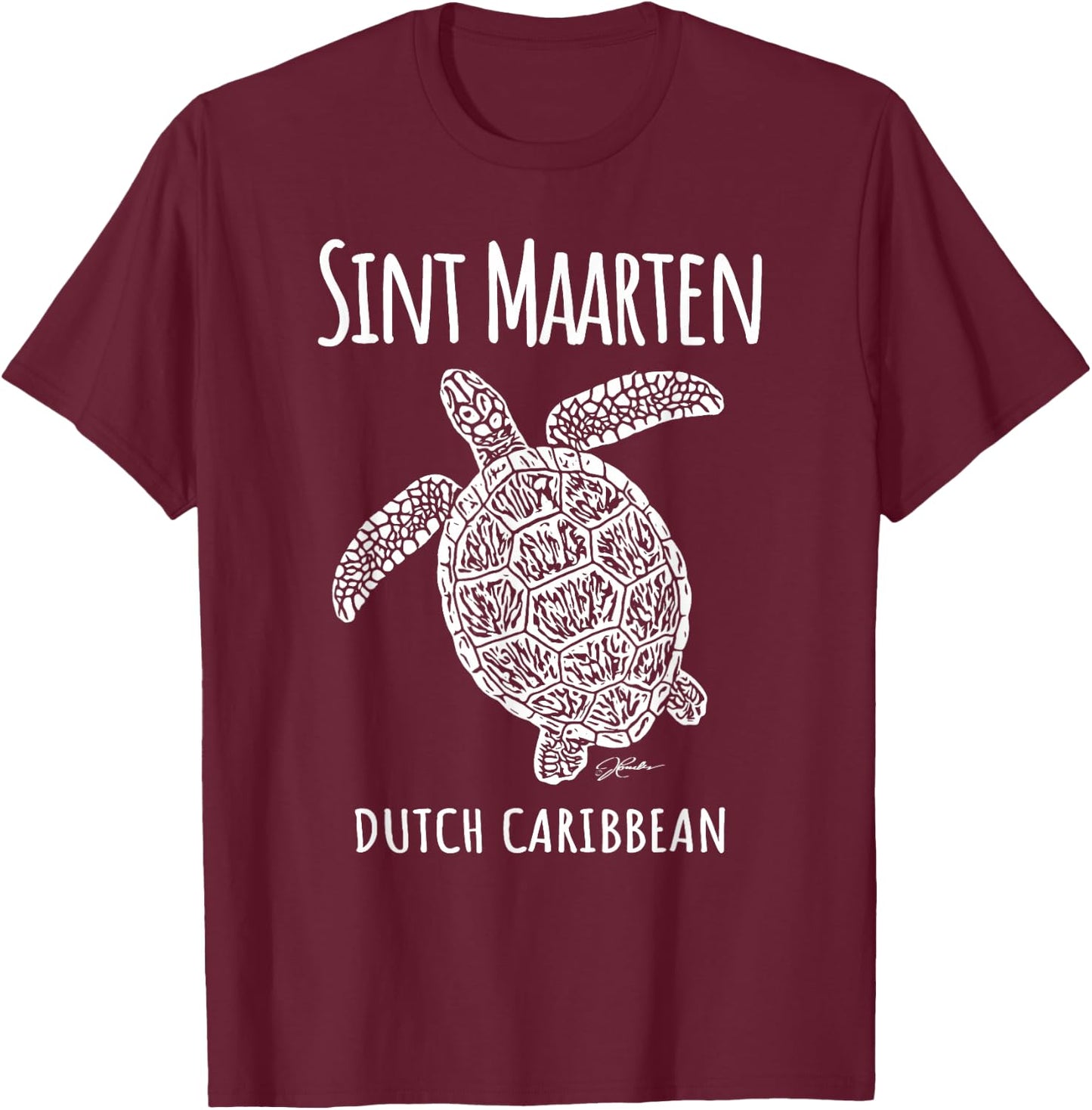 JCombs: Sint Maarten, Sea Turtle, Beach T-Shirt - T-Shirt | Maroon