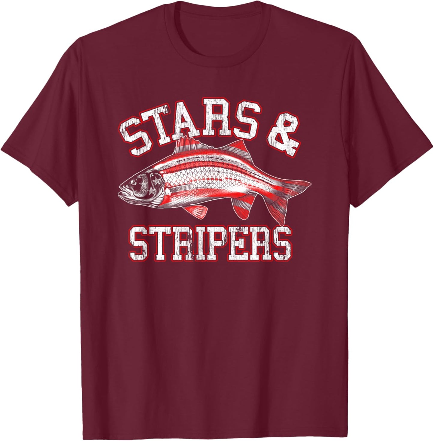 Stars & Stripers Fishing T-Shirt - T-Shirt | Maroon