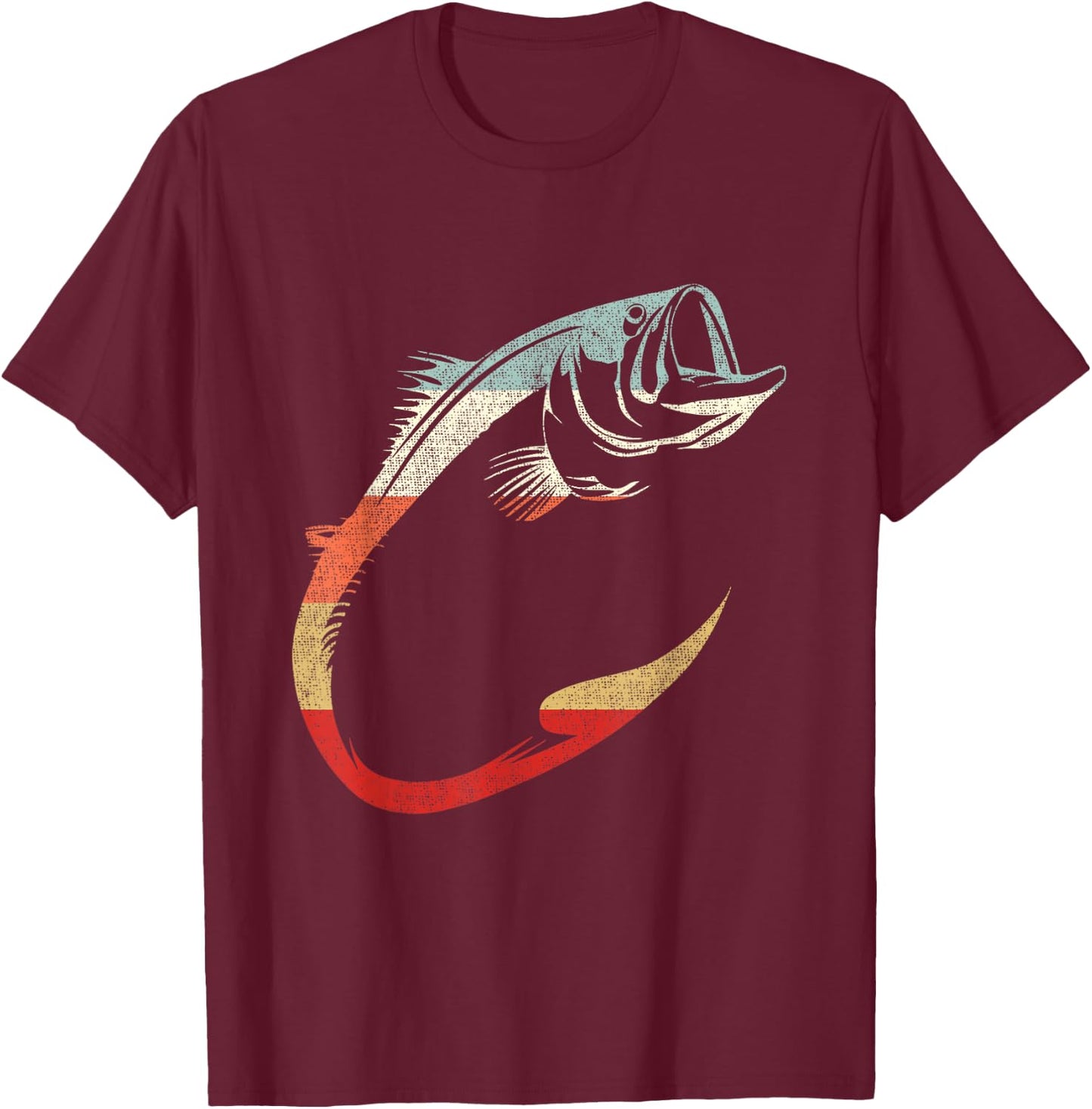 Minimal Cool Fish Hook Art for Unique Fishing Lovers T-Shirt - T-Shirt | Maroon
