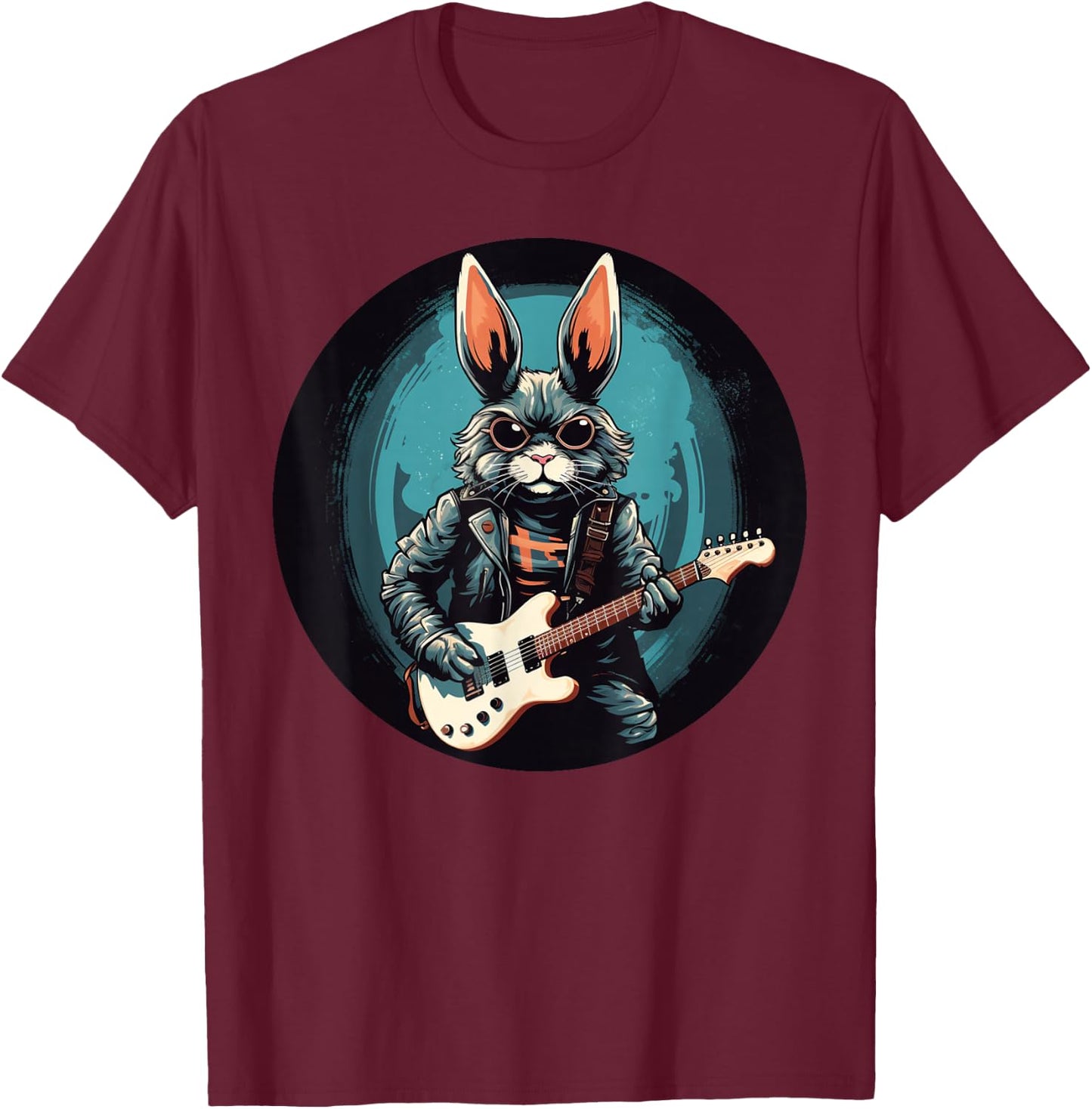 Cool electric guitar bunny for rock'n roll Easter T-Shirt - T-Shirt | Maroon
