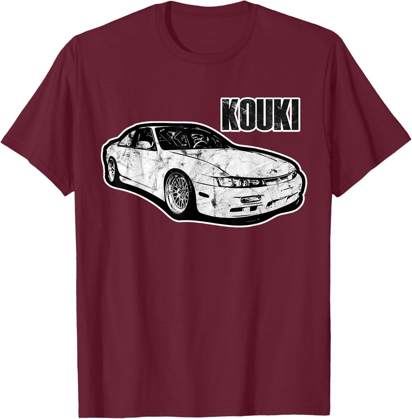 S14 Kouki JDM Drift Car Outlined 90s Classic Motorsports T-Shirt - T-Shirt | Maroon