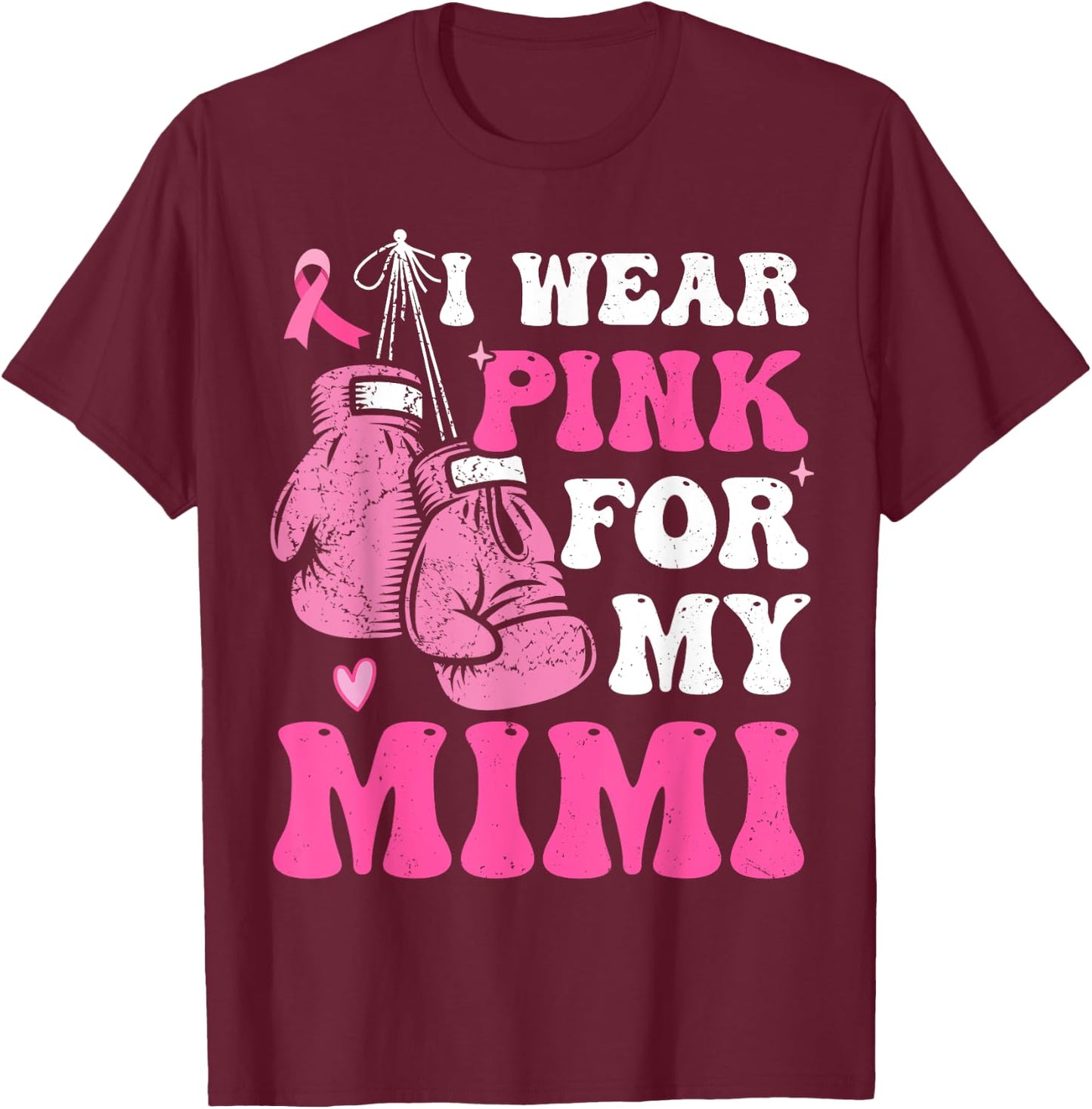 I Wear Pink For My Mimi Breast Cancer Mom Awareness Kids T-Shirt - T-Shirt | Maroon