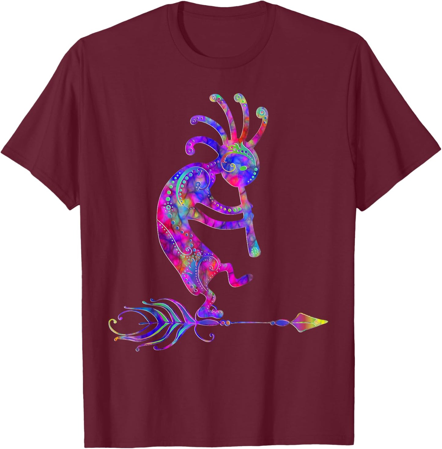 Native American Kokopelli with Feather 2 - Fan Fun T-Shirt - T-Shirt | Maroon