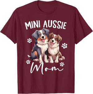 Aussie Mom Australian Shepherd World's Best Mini Aussie Mom T-Shirt - T-Shirt | Maroon