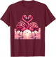 Adorable Flamingo Pair Embrace Valentine Hearts T-Shirt - T-Shirt | Maroon