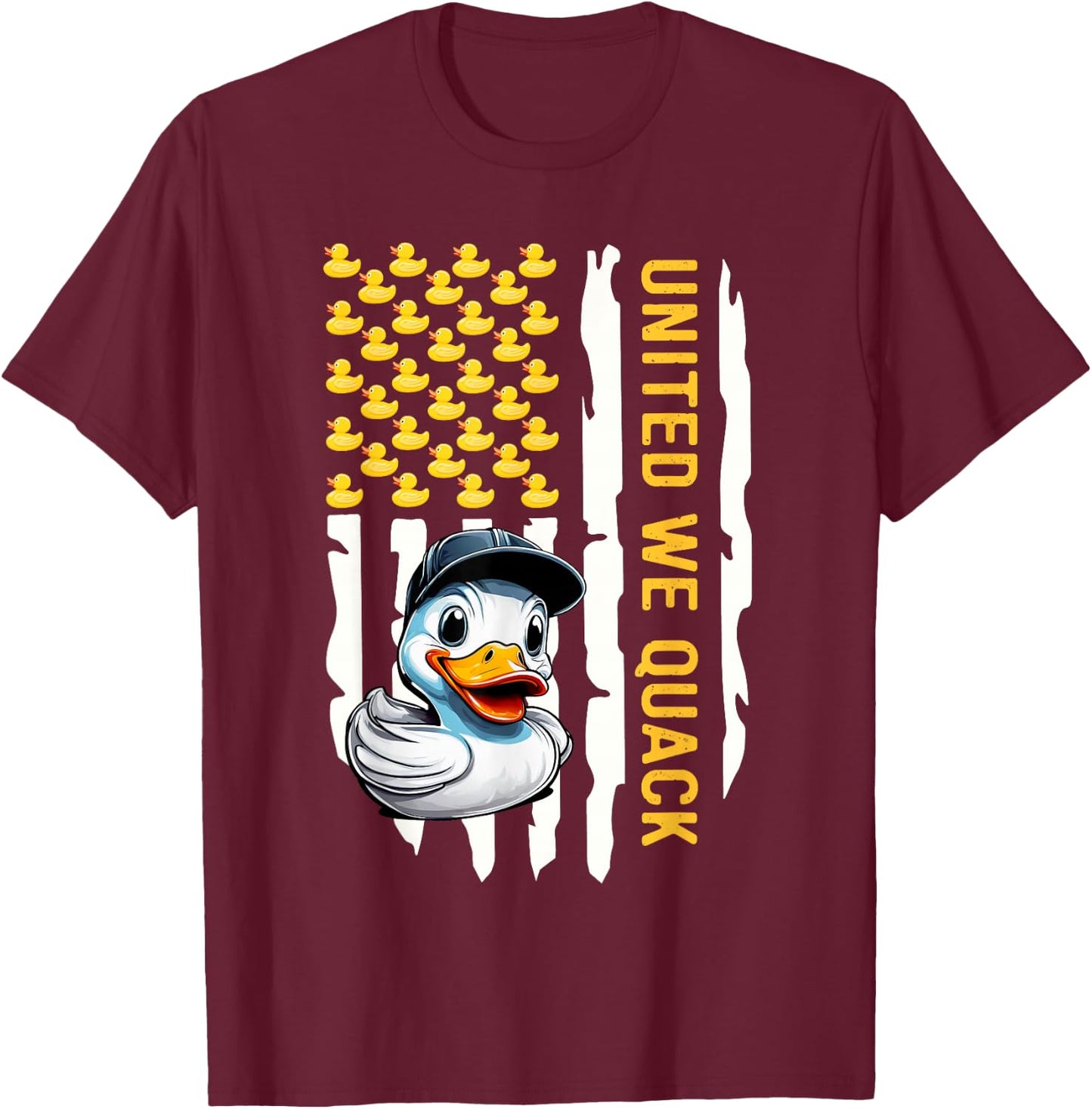 United We Quack Patriotic Rubber Duck 4th of July T-Shirt - T-Shirt | Maroon